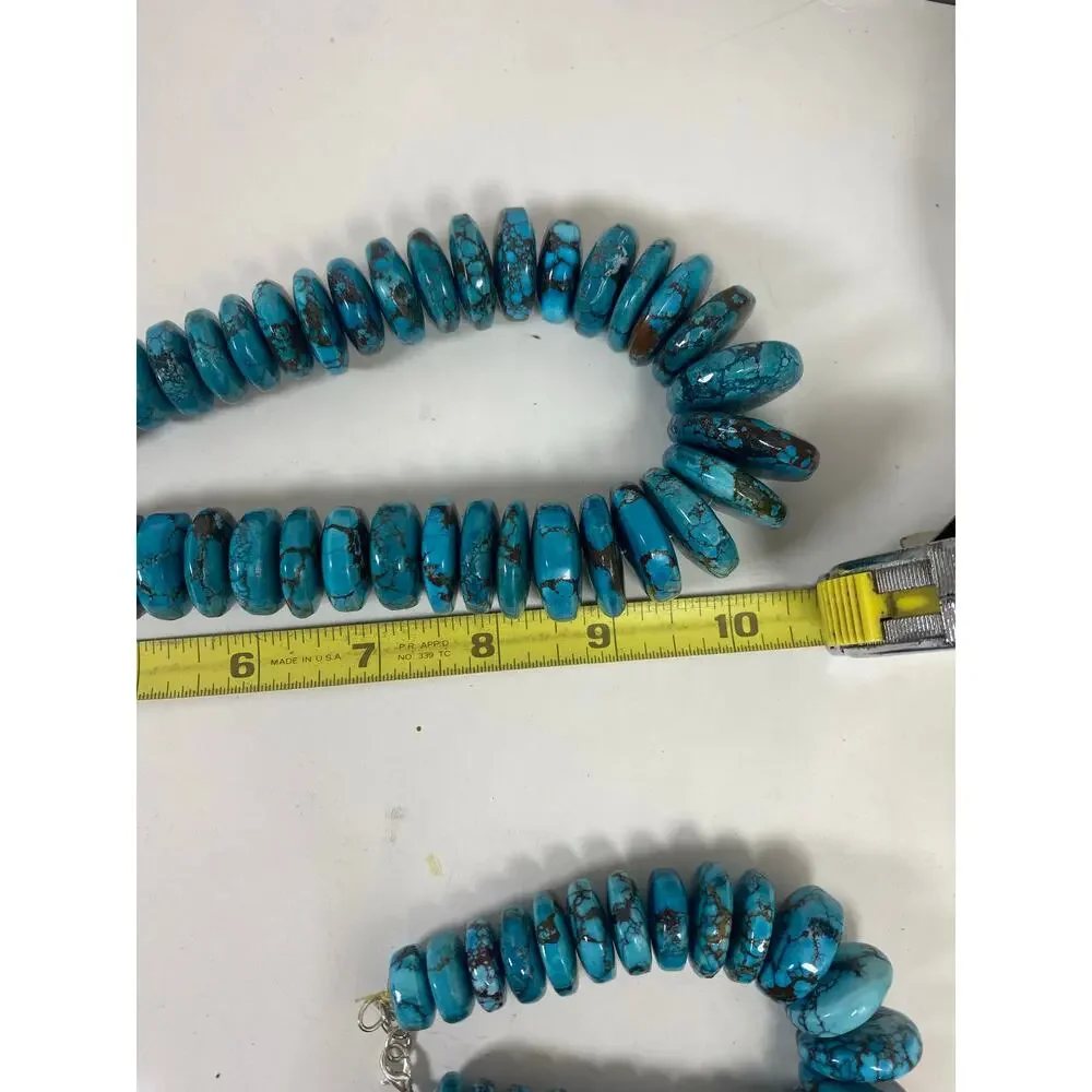 Graduated Blue Turquoise NuggetsNecklace and Braclet - Picture 10 of 10